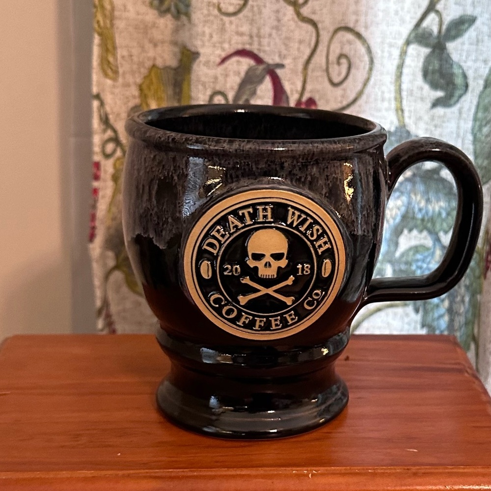 2018 Death Wish Coffee Hand Painted Glazed Handmade Collectible Cup